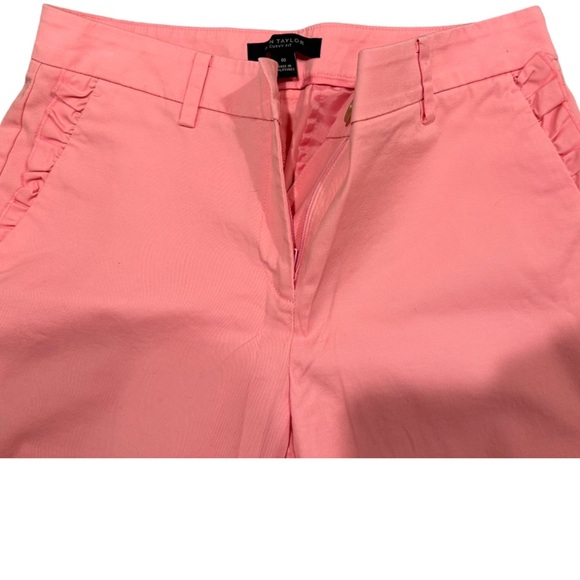 Ann Taylor Curvy Mid-Rise Ruffle Crop Pants Capri Barbiecore Size 00 - Picture 6 of 6